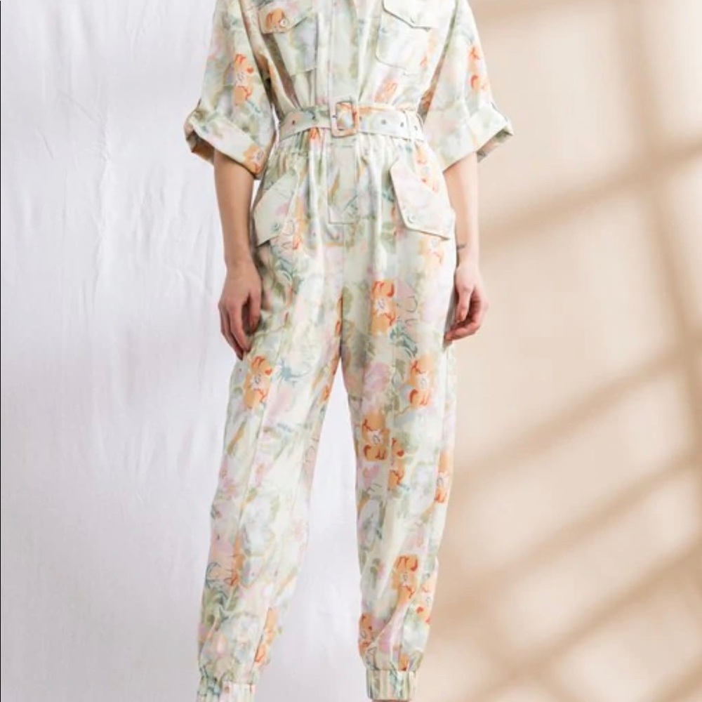 New floral jogger  jumpsuit-brand is lena-belted